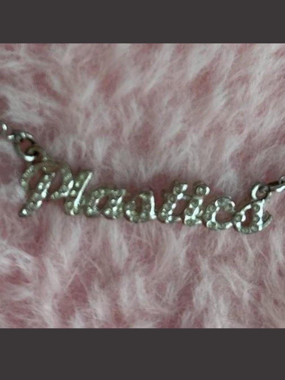 Paved Script Nameplate Necklace in Silver